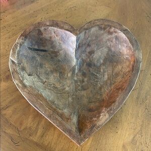 Rustic Heart-Shaped Wooden Dough Bowl